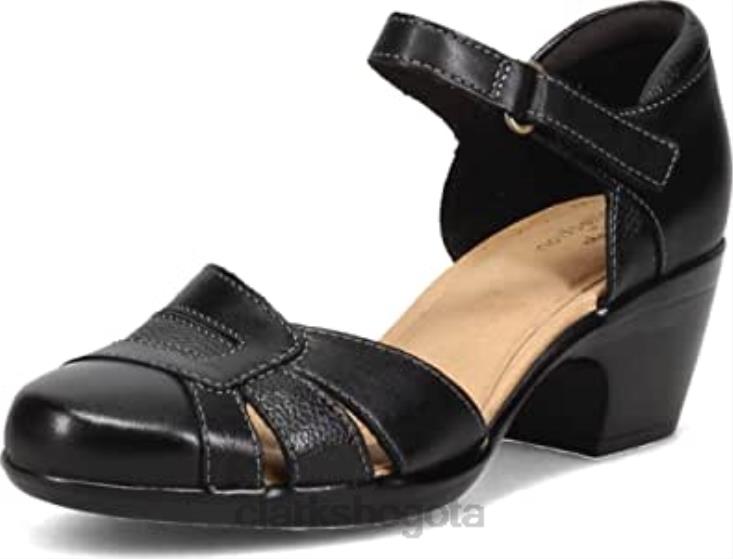 Clarks 0DX8L792 Zapatos de tacón combi clarks emily daisy de mujer de piel negra mujer combinación de cuero negro