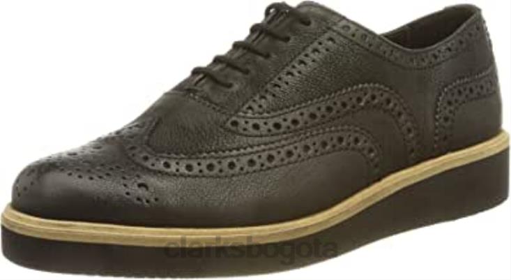 Clarks 0DX8L1963 Merceditas planas clarks baille brogue de piel negra para mujer mujer cuero negro
