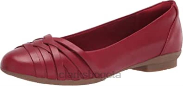 Clarks 0DX8L1653 bailarina sara clover mujer clarks cuero rojo mujer