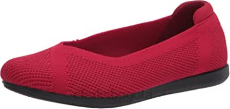Clarks 0DX8L1762 Bailarinas Clarks Carly Wish de mujer de punto rojo mujer punto rojo
