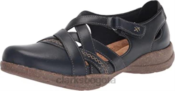 Clarks 0DX8L2858 Merceditas Clarks Roseville Step para mujer de piel azul marino mujer cuero azul marino