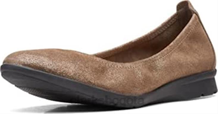 Clarks 0DX8L52 bailarinas jenette facilidad de mujer de gamuza metalizada peltre clarks mujer