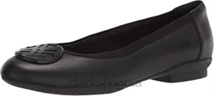 Clarks 0DX8L621 bailarina baja sara wil mujer clarks cuero negro mujer cuero negro