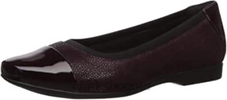 Clarks 0DX8L78 gorra un darcey para mujer ballet flat nobuk berenjena lthr combi clarks mujer berenjena nobuck lthr combi