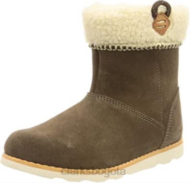 Clarks 0DX8L1386 Botas de nieve Clarks Crown Loop T para niña, ante color nogal niños gamuza nogal