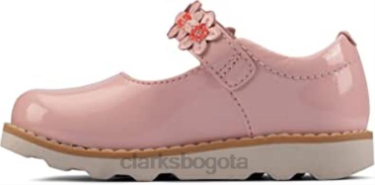 Clarks 0DX8L500 niñas f correa inferior zapatos detallados corona pétalo t clarks de cuero rosa claro niños