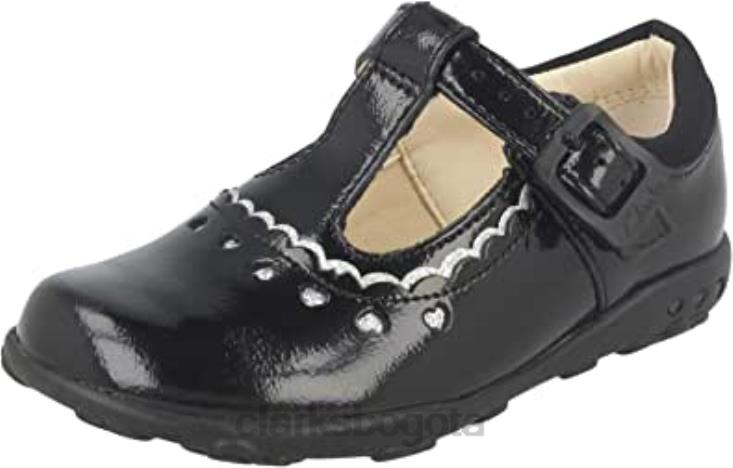 Clarks 0DX8L539 primeros zapatos de niña clarks ella alice charol negro niños charol negro