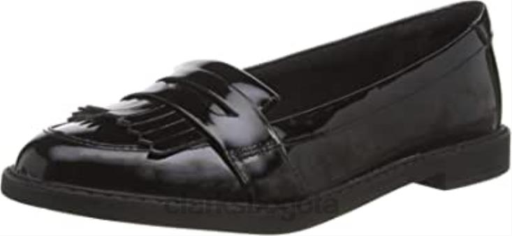 Clarks 0DX8L790 bailarinas draw brillo niña negro clarks niños palmadita negra palmadita negra