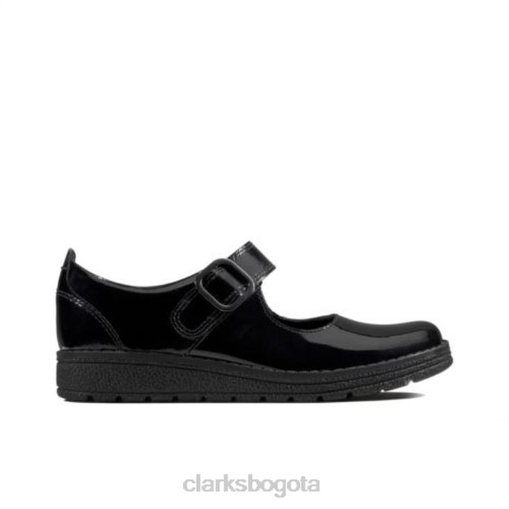 Clarks 0DX8L4665 clarks charol negro mendip stitch inf f fit niños charol negro