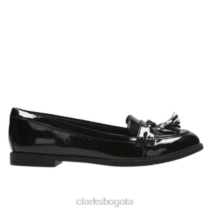 Clarks 0DX8L4666 clarks preppy edge bl jnr f fit charol negro niños charol negro