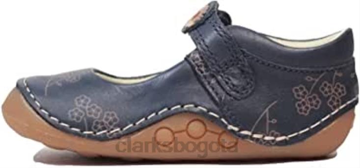 Clarks 0DX8L158 ti ny flora niño azul marino combi cuero niñas pre walker zapatos f ancho azul marino combi clarks niños f ancho marino combinado