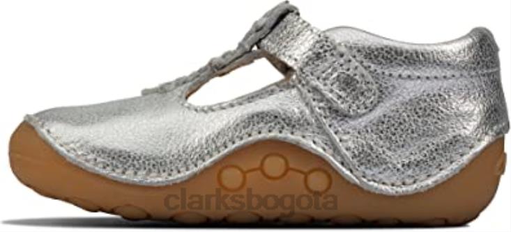 Clarks 0DX8L2906 Zapatos clarks ti ny f lower niño de cuero plateado para niñas pre walker plateado niños plata