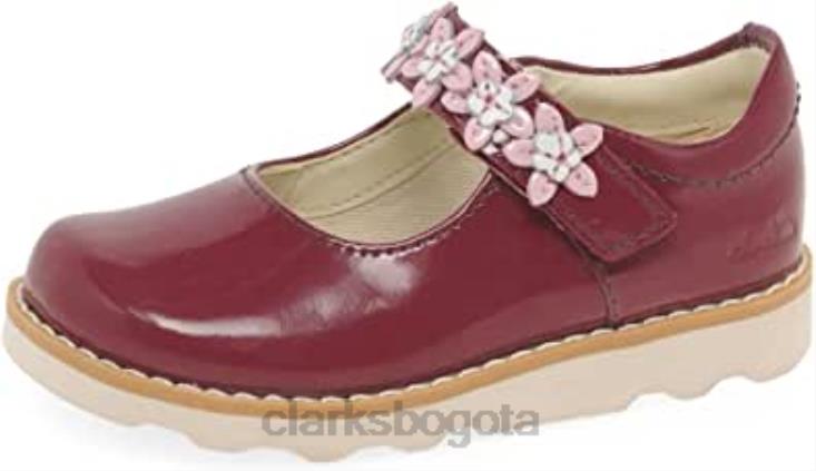 Clarks 0DX8L82 Clarks Crown Petal zapatos de cuero ceroso para niños pequeños cereza niños