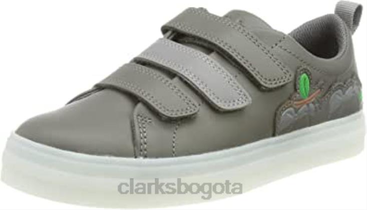 Clarks 0DX8L820 Zapatilla niño flare bug k piel gris oscuro clarks niños cuero gris oscuro