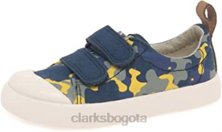 Clarks 0DX8L259 Clarks Halcy High zapatos de lona para niño, camuflaje azul marino niños