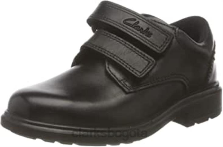 Clarks 0DX8L152 Zapatos clarks remi pace t de corte ancho para uniforme escolar para niño en negro niños cuero negro