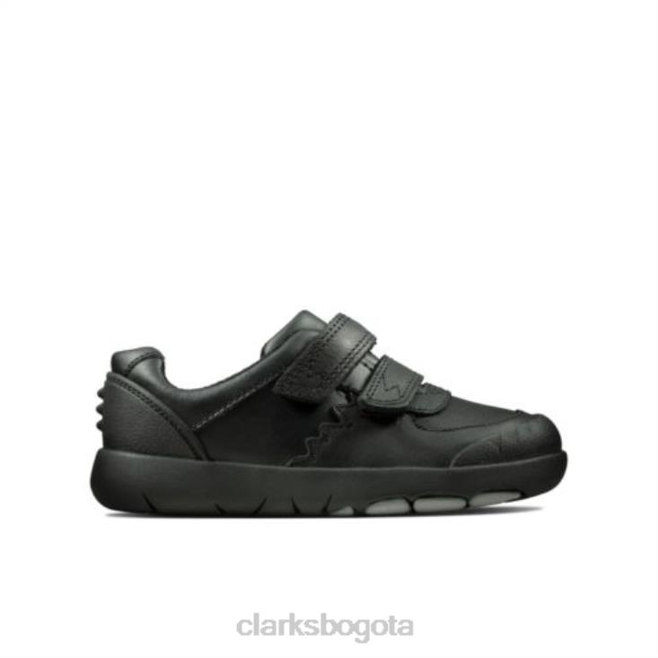 Clarks 0DX8L4876 clarks rex pace inf f fit cuero negro niños cuero negro