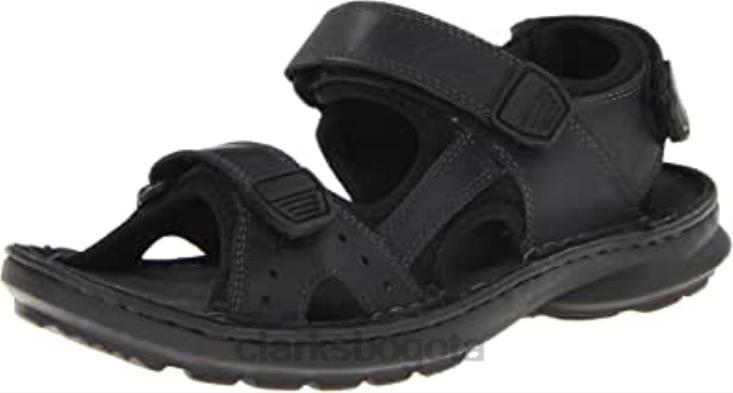 Clarks 0DX8L2494 Sandalia deportiva de cuero con puntera abierta y abatible black clarks unisexo negro