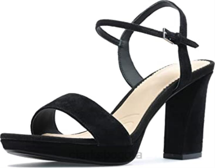 Clarks 0DX8L2747 Sandalias de piel con correa Clarks Vista de ante negro combinado blanco unisexo ante negro