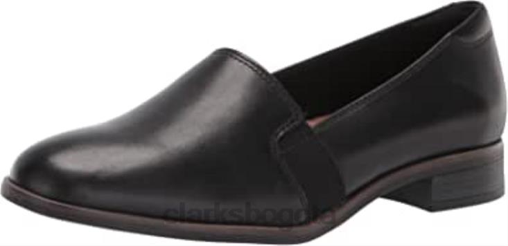 Clarks 0DX8L1322 Mocasines Clarks Trish Diva de mujer de piel negra mujer cuero negro