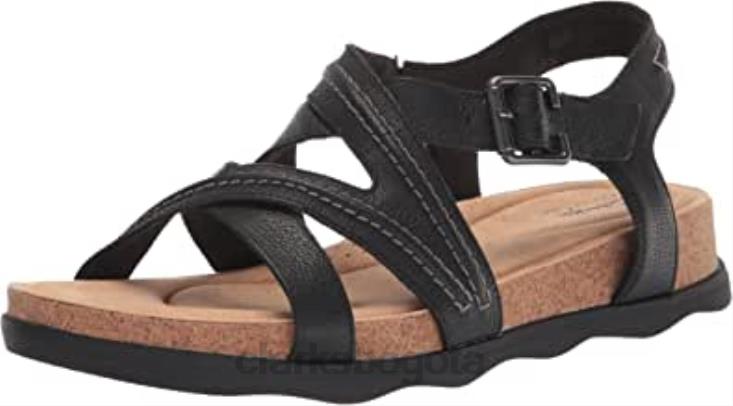 Clarks 0DX8L1292 Sandalia plana brynn ave mujer piel negra clarks mujer cuero negro