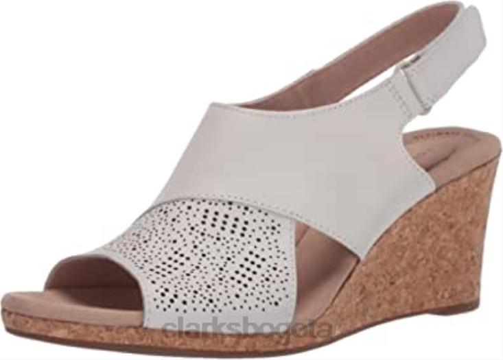 Clarks 0DX8L1350 sandalia con cuña lafley joy para mujer de cuero blanco clarks mujer