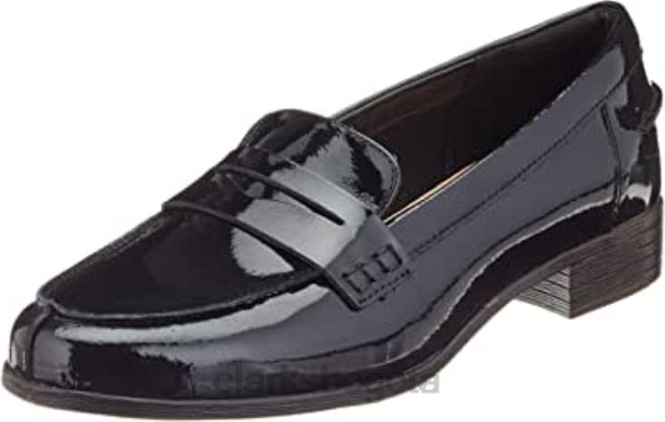Clarks 0DX8L2203 mocasín hamble de mujer clarks charol negro pat negro mujer patente negra palmadita negra
