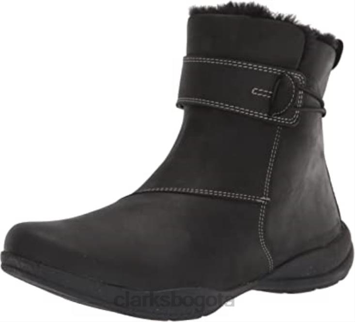 Clarks 0DX8L2740 Bota roseville mujer piel negra botines clarks impermeables con forro cálido mujer cuero negro