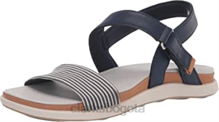 Clarks 0DX8L552 Sandalia clarks eliza mae de tela azul marino para mujer mujer textil azul marino