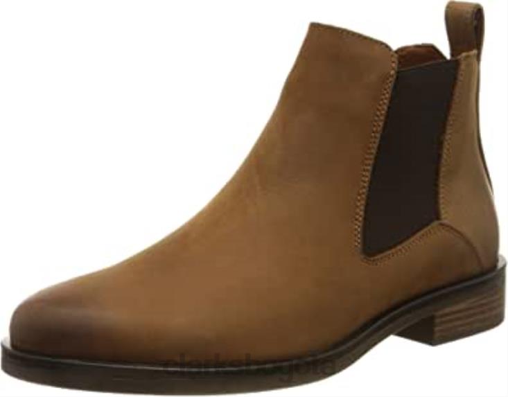Clarks 0DX8L653 botas chelsea memi top para mujer clarks dark tan lea mujer lea bronceado oscuro