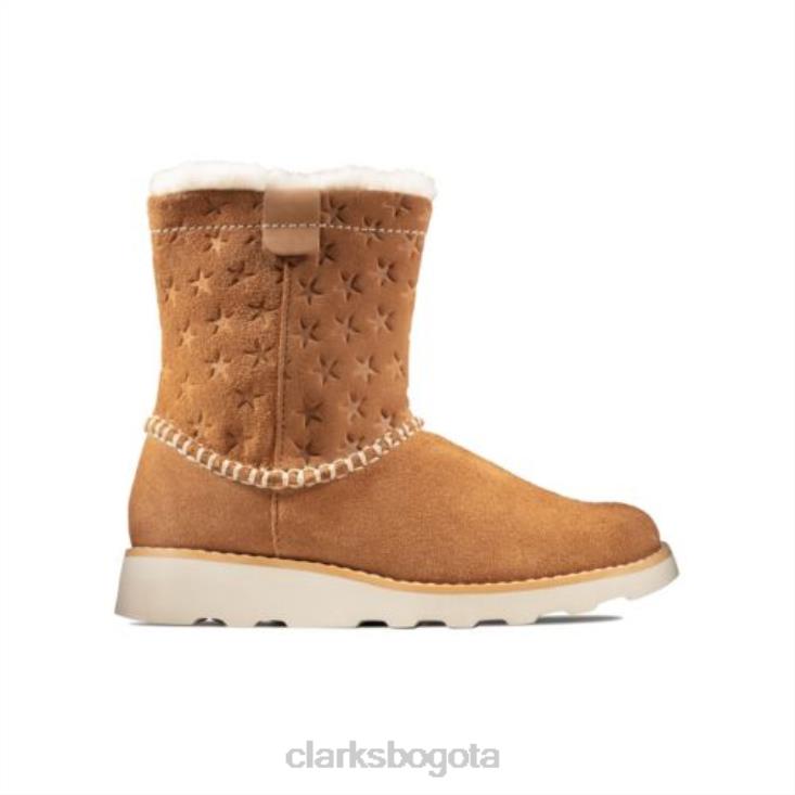Clarks 0DX8L4554 clarks crown piper jnr f fit gamuza bronceada unisexo gamuza color canela