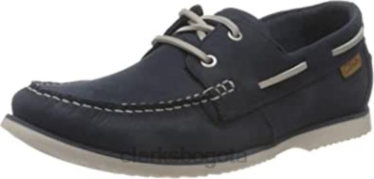 Clarks 0DX8L835 Zapato náutico de encaje noonan de clarks de nobuk azul marino para hombre hombres nubuck azul marino