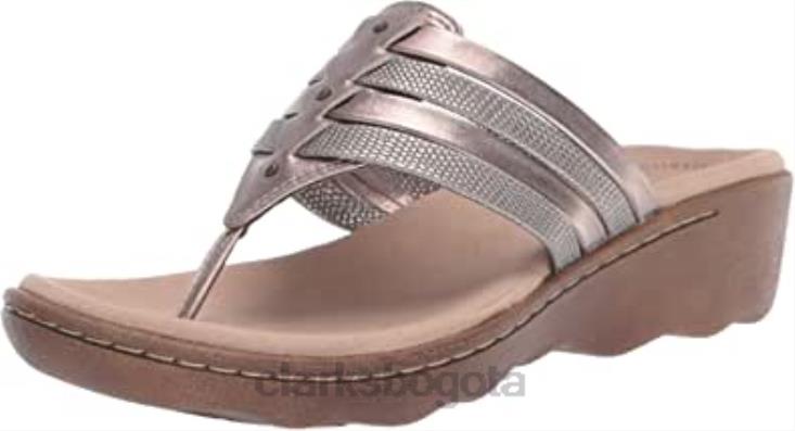 Clarks 0DX8L1161 Sandalia clarks phebe carman de cuero metalizado peltre para mujer mujer sintetizador de cuero metalizado peltre