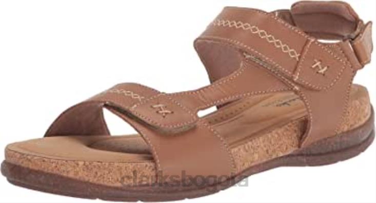Clarks 0DX8L1690 Sandalias planas Clarks Roseville Mae de piel color canela claro para mujer mujer