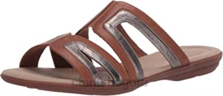 Clarks 0DX8L2094 sandalia plana mujer ada lilah cuero combi cuero sintético clarks mujer cuero combinado color canela sintético
