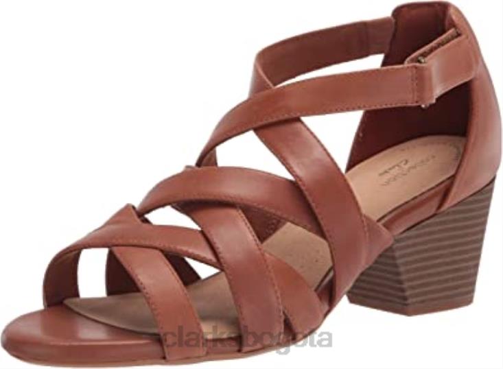 Clarks 0DX8L2913 Sandalias de tacón Clarks Lorene Pop de piel color canela para mujer mujer