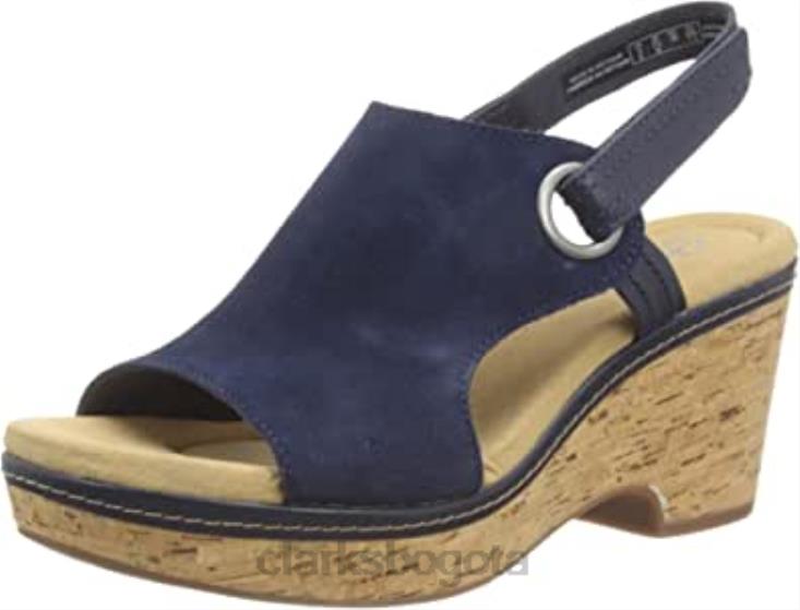 Clarks 0DX8L544 Sandalia clarks giselle sea de ante azul marino para mujer mujer gamuza azul marino
