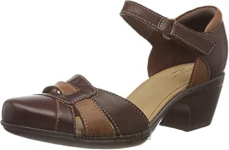 Clarks 0DX8L643 Clarks combi cuero tostado oscuro mujer 261 600764 sandalias de tacón emily daisy mujer