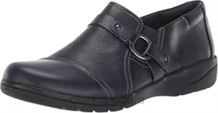 Clarks 0DX8L1737 Zapatos de salón clarks cheyn de cuero azul marino para mujer mujer cuero azul marino