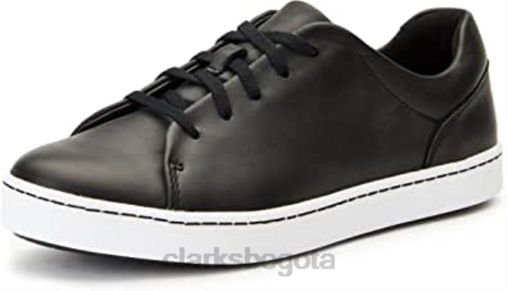 Clarks 0DX8L1844 Zapatilla Pawley Springs de mujer de piel negra clarks mujer cuero negro