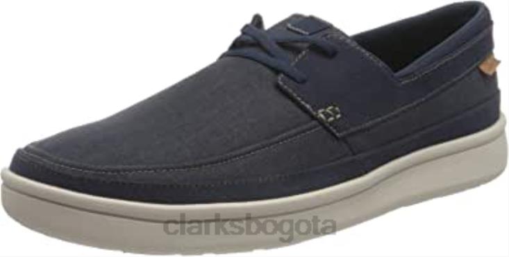 Clarks 0DX8L1300 Zapatilla Cantal Step de lona azul marino para hombre clarks hombres lona azul marino