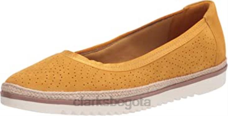 Clarks 0DX8L1323 mocasines planos clarks serena kellyn de gamuza baja yel para mujer mujer gamuza amarilla