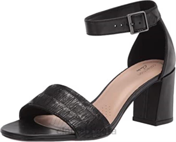 Clarks 0DX8L2882 Sandalias de tacón clarks jocelynne cam de mujer en combinación de cuero negro interés mujer