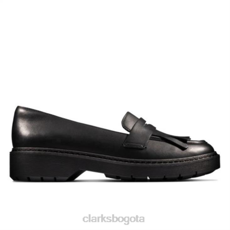 Clarks 0DX8L3986 clarks witcombe amanecer cuero negro mujer cuero negro