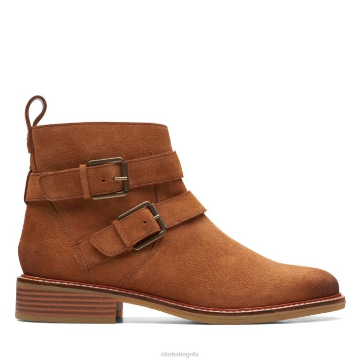 Clarks 0DX8L6146 hebilla de colonia clarks ante tostado oscuro ante tostado oscuro mujer gamuza bronceada oscura