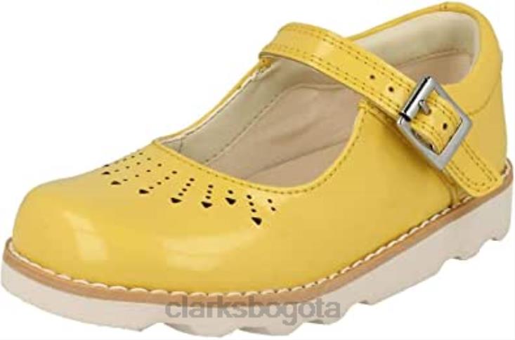 Clarks 0DX8L617 mocasines clarks yel low yel low charol Crown Jump K para mujer mujer charol amarillo amarillo