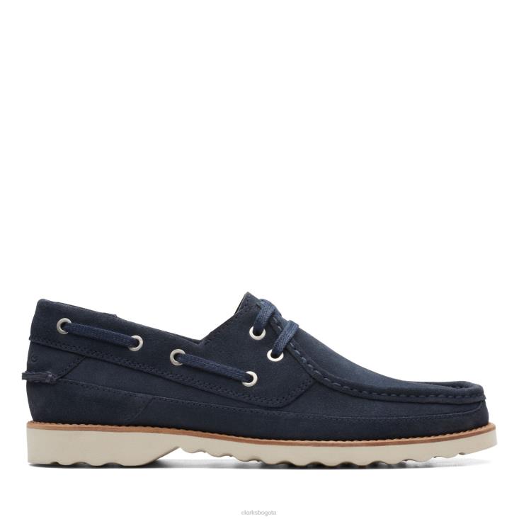 Clarks 0DX8L3687 durleigh vela clarks ante azul marino hombres gamuza azul marino