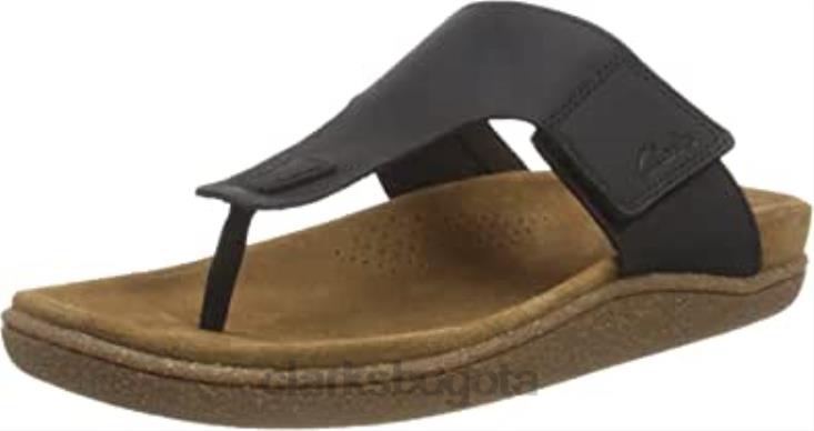 Clarks 0DX8L582 clarks pilton post chanclas de cuero negro para hombre hombres cuero negro